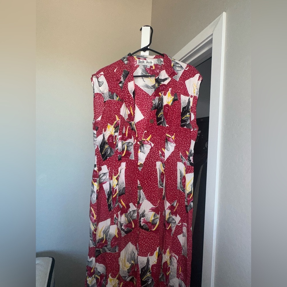 Red patterned dress